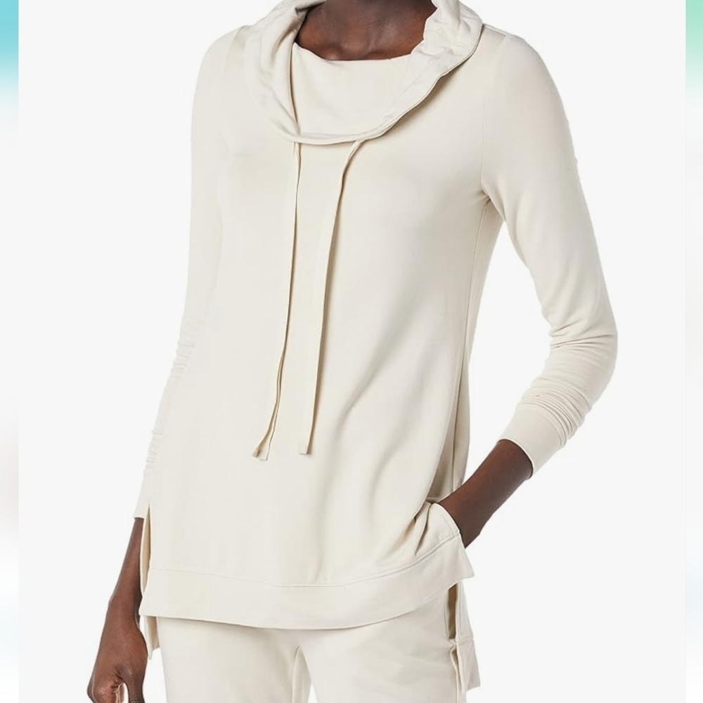 Daily Rltual Women's Supersoft Terry Long-Sleeve Funnel Neck Tunic Size M